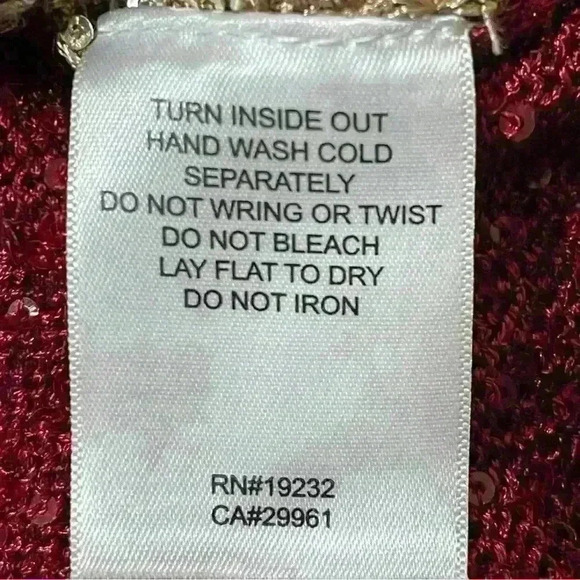 Alfred Dunner Sweater Women XL Red Gold Metallic Color Block Embellished Sweater - Picture 8 of 9